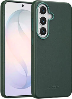 Accezz MagSafe Leather Backcover voor de Samsung Galaxy S26 - Cedar Green Donkergroen