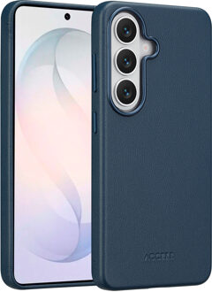 Accezz MagSafe Leather Backcover voor de Samsung Galaxy S26 - Nightfall Blue Donkerblauw