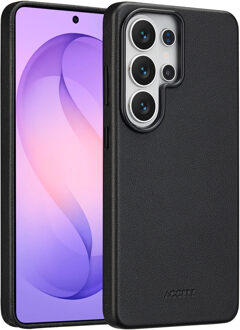 Accezz MagSafe Leather Backcover voor de Samsung Galaxy S26 Ultra - Onyx Black Zwart