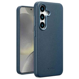 Accezz MagSafe Leather Backcover voor Samsung Galaxy S25 Plus Telefoonhoesje Blauw