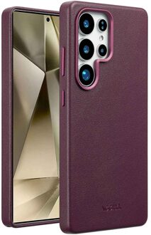 Accezz MagSafe Leather Backcover voor Samsung Galaxy S25 Ultra Telefoonhoesje Paars