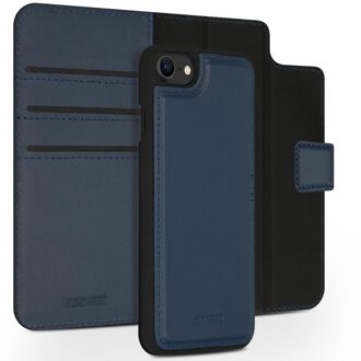 Accezz Premium Leather 2 in 1 Wallet Book Case voor Apple iPhone SE (2022 / 2020) / 8 / 7 / 6(s) Telefoonhoesje Blauw
