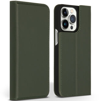 Accezz Premium Leather Slim Book Case voor Apple iPhone 13 Pro Telefoonhoesje Groen