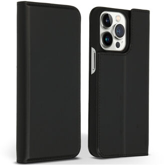 Accezz Premium Leather Slim Book Case voor Apple iPhone 13 Pro Telefoonhoesje Zwart