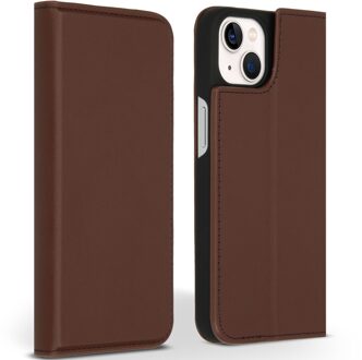 Accezz Premium Leather Slim Book Case voor Apple iPhone 13 Telefoonhoesje Bruin