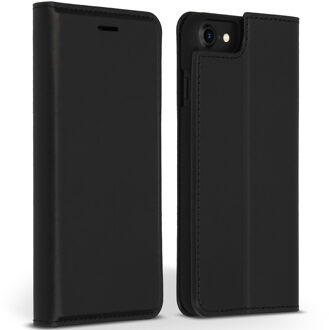 Accezz Premium Leather Slim Book Case voor Apple iPhone SE (2022 / 2020) / 8 / 7 / 6(s) Telefoonhoesje Zwart