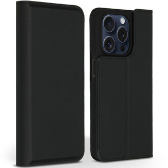 Accezz Premium Leather Slim Bookcase voor de Apple iPhone 15 Pro - Zwart