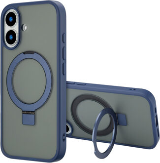 Accezz Ring Stand Backcover met MagSafe voor de Apple iPhone 16 - Blauw