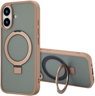 Accezz Ring Stand Backcover met MagSafe voor de Apple iPhone 16 - Bruin