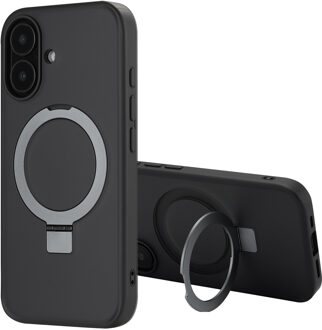 Accezz Ring Stand Backcover met MagSafe voor de Apple iPhone 16 - Zwart
