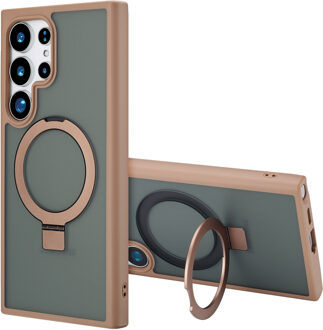 Accezz Ring Stand Backcover met MagSafe voor de Samsung Galaxy S24 Ultra - Bruin