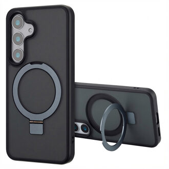 Accezz Ring Stand Backcover met MagSafe voor de Samsung Galaxy S25 - Zwart