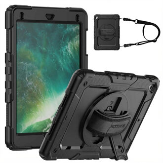 Accezz Rugged Backcover met schouderstrap voor de Apple iPad 6 (2018) 9.7 inch / iPad 5 (2017) 9.7 inch - Zwart