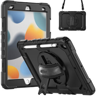 Accezz Rugged Backcover met schouderstrap voor de Apple iPad 9 (2021) 10.2 inch / iPad 8 (2020) 10.2 inch / iPad 7 (2019) 10.2 inch - Zwart