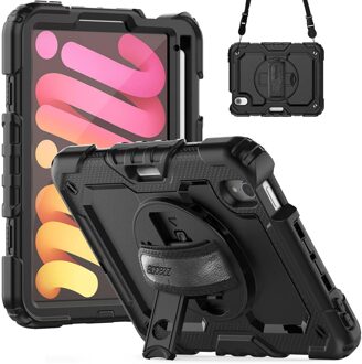 Accezz Rugged Backcover met schouderstrap voor de Apple iPad Mini 7 (2024) / iPad Mini 6 (2021) - Zwart - 8.3