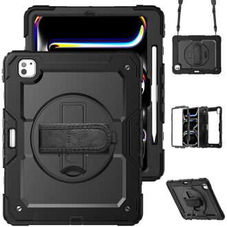 Accezz Rugged Backcover met schouderstrap voor de Apple iPad Pro 13 (2025) M5 / (2024) M4 - Zwart