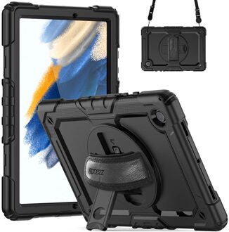 Accezz Rugged Backcover met schouderstrap voor de Samsung Galaxy Tab A8 - Zwart - 10.4