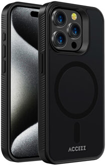 Accezz Rugged Frosted Backcover met MagSafe iPhone 15 Pro Max Telefoonhoesje Zwart