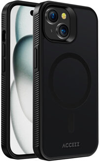 Accezz Rugged Frosted Backcover met MagSafe iPhone 15 Telefoonhoesje Zwart