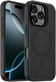 Accezz Rugged Frosted met MagSafe voor Apple iPhone 16 Pro Telefoonhoesje Zwart
