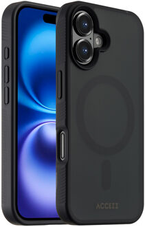 Accezz Rugged Frosted met MagSafe voor Apple iPhone 16 Telefoonhoesje Zwart