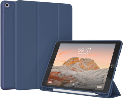 Accezz Smart Silicone Bookcase voor de Apple iPad 9 (2021) 10.2 inch / iPad 8 (2020) 10.2 inch / iPad 7 (2019) 10.2 inch - Donkerblauw