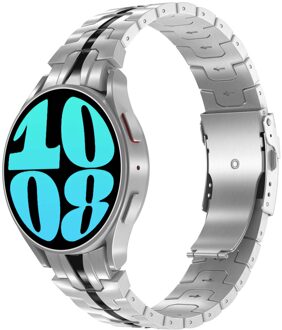 Accezz Steel Band voor de Samsung Galaxy Watch 4 / 5 / 6 / 7 / FE (20 mm) - Zilver & Zwart - One size