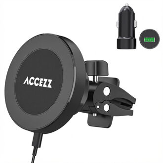 Accezz Telefoonhouder auto met MagSafe - Draadloze oplader - Ventilatierooster - Zwart - One size