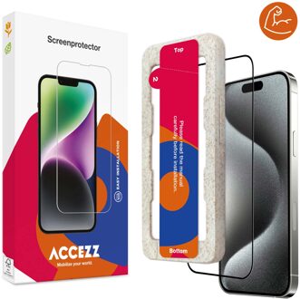 Accezz Triple Strong Full Cover Glas Screenprotector met applicator iPhone 15 Pro Max Tablet screenprotector Transparant