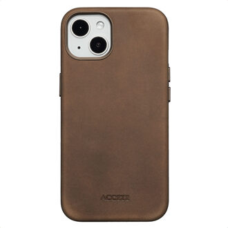 Accezz Vintage Leather Magsafe Backcover voor de Apple iPhone 13 - Rustic Brown Bruin