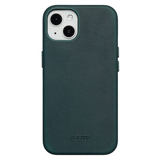 Accezz Vintage Leather Magsafe Backcover voor de Apple iPhone 13 - Smokey Green Groen