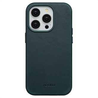 Accezz Vintage Leather Magsafe Backcover voor de Apple iPhone 14 Pro - Smokey Green Groen