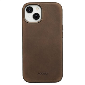 Accezz Vintage Leather Magsafe Backcover voor de Apple iPhone 14 - Rustic Brown Bruin