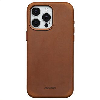 Accezz Vintage Leather Magsafe Backcover voor de Apple iPhone 15 Pro Max - Tabacco Cognac