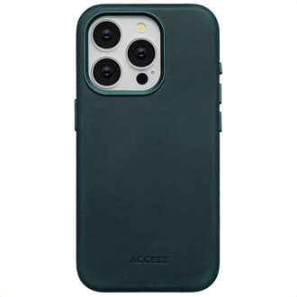 Accezz Vintage Leather Magsafe Backcover voor de Apple iPhone 15 Pro - Smokey Green Groen