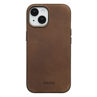 Accezz Vintage Leather Magsafe Backcover voor de Apple iPhone 15 - Rustic Brown Bruin