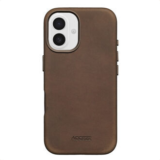 Accezz Vintage Leather Magsafe Backcover voor de Apple iPhone 16 - Rustic Brown Bruin