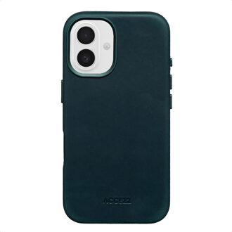 Accezz Vintage Leather Magsafe Backcover voor de Apple iPhone 16 - Smokey Green Groen