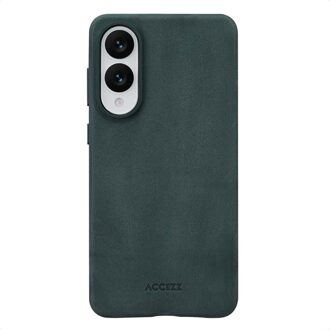 Accezz Vintage Leather Magsafe Backcover voor de Samsung Galaxy S25 Edge - Smokey Green Groen