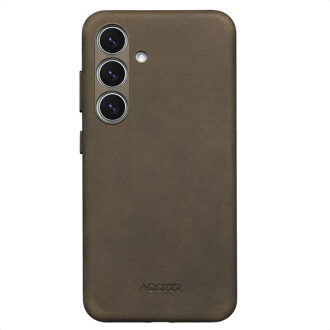 Accezz Vintage Leather Magsafe Backcover voor de Samsung Galaxy S25 / S24 - Rustic Brown Bruin