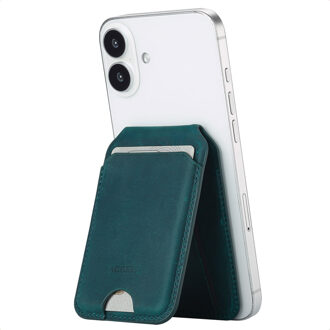 Accezz Vintage Leather MagSafe Kaarthouder met Standaard - Smokey Green Groen - One size