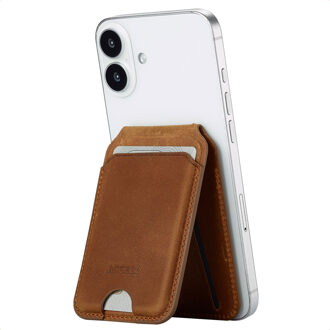 Accezz Vintage Leather MagSafe Kaarthouder met Standaard - Tobacco Cognac - One size