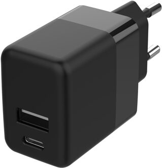 Accezz Wall Charger - Oplader - USB-C en USB aansluiting - Power Delivery - 20 Watt - Black Zwart - One size