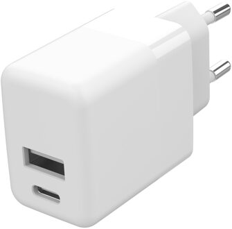 Accezz Wall Charger - Oplader - USB-C en USB aansluiting - Power Delivery - 20 Watt - White Wit - One size