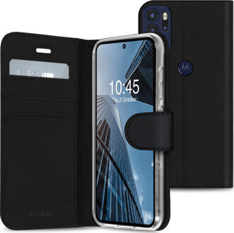 Accezz Wallet Softcase Bookcase voor de Motorola Moto G60s - Zwart