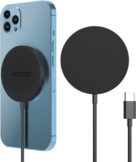 Accezz Wireless Charger USB-C - MagSafe en Qi2 Draadloze Oplader - 1 meter - Zwart - 1m