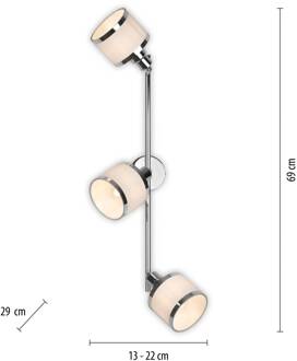 Accor plafondspot, 3-lamps chroom, wit
