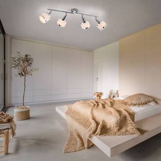 Accor plafondspot, 4-lamps chroom, wit