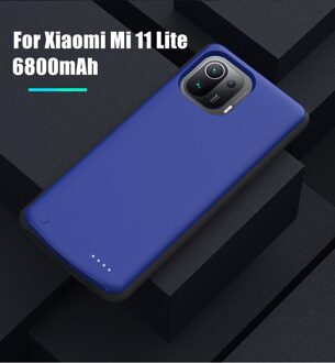 Acculader Gevallen Voor Xiaomi Mi 11 Ultra Power Bank Case 6800Mah Batterij Opladen Cover Voor Xiaomi 11 Lite 11 Pro Power Case Mi 11 Lite blauw