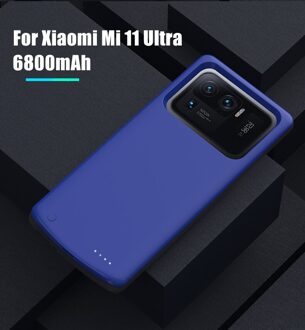 Acculader Gevallen Voor Xiaomi Mi 11 Ultra Power Bank Case 6800Mah Batterij Opladen Cover Voor Xiaomi 11 Lite 11 Pro Power Case Mi 11 Ultra blauw